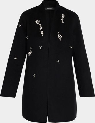 Neiman Marcus Double-Faced Cashmere Crystal Coat
