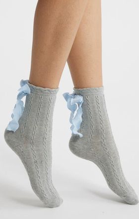 High Heel Jungle Mel Bow Crew Socks in Grey at Nordstrom