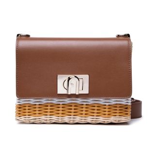 Furla Cross Body Bags, female, Brown, ONE SIZE, 1927 Logo Wicker Shoulder Bag