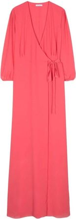 Patrizia Pepe Georgettewikkeljurk Maxi - Dames - Maxi kleedjes - Roze - XS - Polyester - Kleedjes