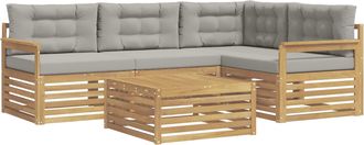 vidaXL Vidaxl Conjunto De Sof&aacute;s De Exterior 6 Uds. Blanco Y Gris Claro