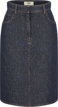Fendi quilted five-pocket skirt - Blauw