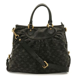 Louis Vuitton Noir Denim Canvas Shoulder Bag Tote Bag (Pre-Owned)
