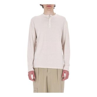 Roberto Collina Long Sleeve Tops, male, Beige, Size: 2XL T-shirt Serafino