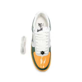 A Bathing Ape Color-Block Leather Sneaker - Green