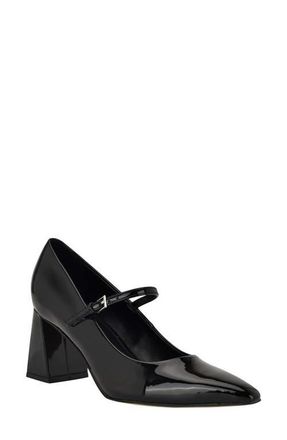 Calvin Klein Naprina Pointed Toe Mary Jane Pump in Black Patent at Nordstrom, Size 9