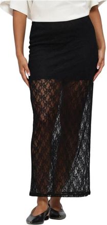 Y.A.S Yaskarinahw Lange Kant Rok KA - Dames - Maxi Rokken - Zwart - XL - Leer - Rokken