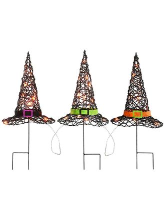 National Tree Company 23In Pre-Lit Black Witchs Hat Garden Stakes