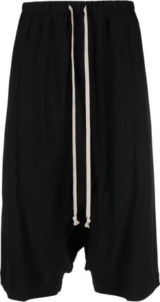 Rick Owens drop-crotch drawstring shorts - men - Viscose/Acetate/Buffalo Horn - 54 - Black