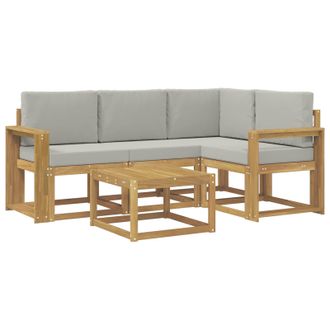 vidaXL Conjunto De Sof&aacute;s De Exterior 5 Pcs Blanco Y Gris Claro Vidaxl