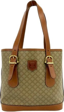 Celine Beige Brown Leather Pvc Handbag Tote Bag (Pre-Owned)