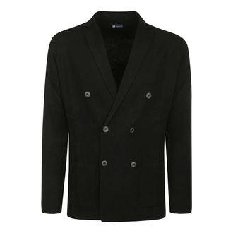 FILIPPO DE LAURENTIIS Cardigans, male, Black, XL, Black Wool Double-Breasted Jacket