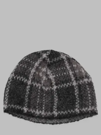 Our Legacy A4263BG_GRANDCHECKFUZZYALPACA Beanie - Charcoal