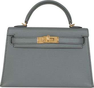 Hermès Gray Leather Epsom Mini Kelly 20 II GHW (Authentic Pre-Loved)