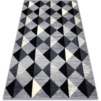 RugsX Rugsx - Alfombra Bcf Base 3987 Trigone, Triangulos, Cuadr&iacute;cula, Geom&eacute;trico Gris / Marfil Grey 185 X 270 Cm
