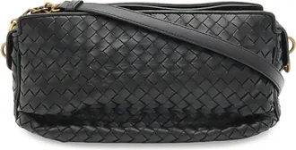 Bottega Veneta Black Intrecciato Pochette Shoulder Bag (Pre-Owned)