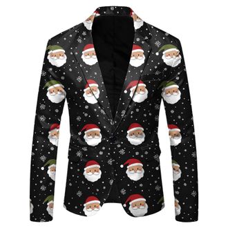 Generic Christmas Suit Jacket for Men Uk Funny Graphic Printed Blazer Coat Long Sleeve Slim Fit Causal One Button Suit Jacket 2025 Jackets for Men Mens Christ
