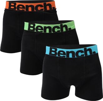 Bench Mannen Actie Logo Boxer Shorts (Verpakking van 3) (Zwart)