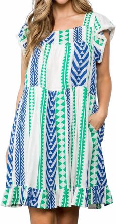 THML Clothing Pattern Knit Dress In Green