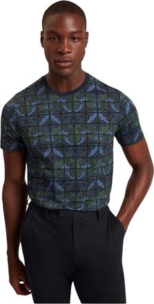 Ted Baker Heren-T-shirt met bloemenprint en ronde hals (Marine)