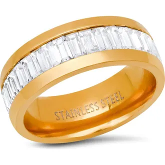 Steeltime Mens Crystal Band Ring in Gold at Nordstrom Rack, Size 9