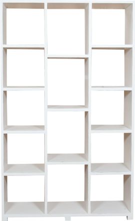 Biscottini International Biblioteca De Madera Maciza De Tilo Acabado Con Efecto Blanco Envjecido 121x36x200 Cm