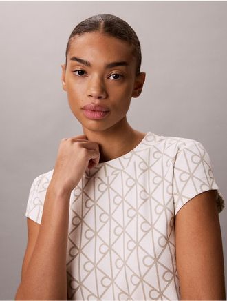 Calvin Klein Jeans Calvin Klein Womens Emblem Logo Baby Tee - White/Natural - XL