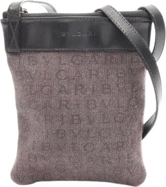 Bulgari Borsa a spalla Pre-owned Logo Mania in tela e pelle - - Pre-owned - Donna - Grigio - ONE SIZE