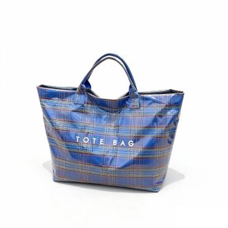 Generic Christmas Plaid PVC Tote Bag for Women Letters Print Tote Bag Plastic Handbag with Tops Handle (C)