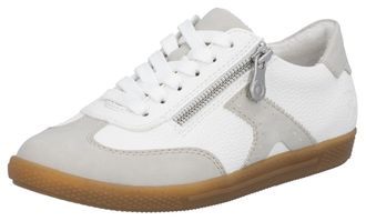 Rieker Sneaker RIEKER, Damen, Gr. 36, grau (wei&szlig;, hellgrau), Lederimitat, kontrastfarbene Details, Schuhe Sneaker, Halbschuh, Freizeitschuh, Schn&uuml;rschuh mit 