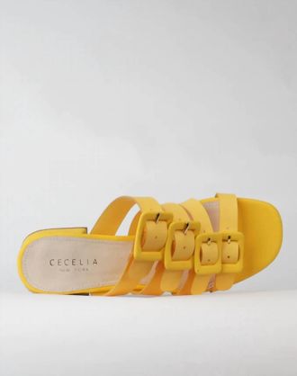Cecelia New York Lexington Slide Sandal In Yellow