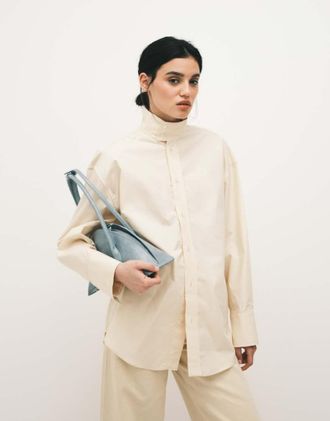 Mango Capsule - Camicia accollata 100% cotone giallo burro