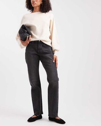 Levi's 501 jeans dritti in denim lavato nero a vita alta