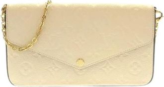 Louis Vuitton Pre-owned Monogram Empreinte Pochette Felicie Calf Shoulder Bag - Dames - Vintage Clutch - Beige - ONE Size - Leer - Vintage