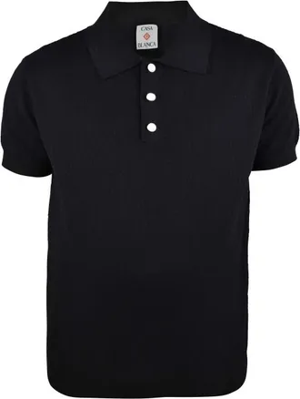 Casablanca Polo met pointelle-monogram Zwart