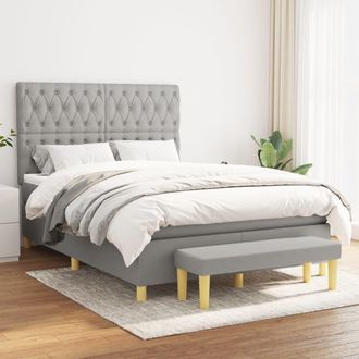 vidaXL Vidaxl - Cama Box Spring Con Colch&oacute;n Tela Gris Claro 140x190 Cm