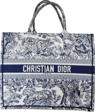Dior Borsa tote Book Toile de Jouy piccola - Blu