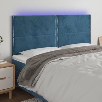 vidaXL Cabecero Con Luces Led Terciopelo Azul Oscuro 200x5x118/128 Cm Vidaxl