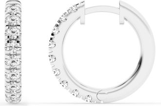 Grown Brilliance 1 Carat Round Lab Grown Diamond Hoop Earrings in Sterling Silver, Color G-H, Clarity SI2-I1, Prong Set