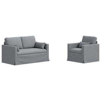 vidaXL Juego De Sof&aacute; 2 Uds. Gris Claro Tela Vidaxl