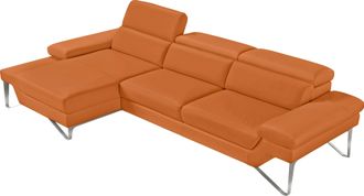 Egoitaliano Ecksofa »Princess, elegantes Designsofa mit erstklassigem Sitzkomfort, L-Form« mit Recamiere, inkl. Kopfteilverstellung, edle Designmetallfüsse