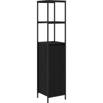 vidaXL Bathroom Cabinet with Shelves Black Oak 36x35x165 cm Vidaxl