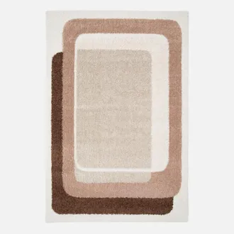 Sweeek Alfombra Interior Con Dise&ntilde;o Gr&aacute;fico Marr&oacute;n, Rosa Y Beige