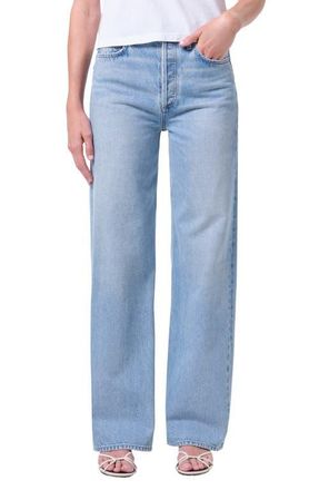 A Gold E Ren High Waist Wide Leg Jeans in Orten Med Indigo at Nordstrom, Size 31