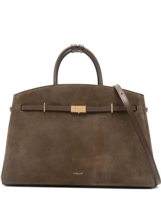 DeMellier Hudson top-handle suede tote bag - Marrone