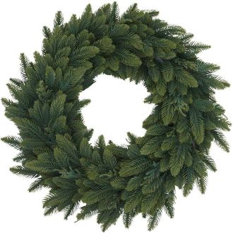 Hhg [NON UTILIZZATO] Ghirlanda natalizia HHG-396, per porta, da tavolo, decorazione artificiale &Oslash; 60 cm, abete verde