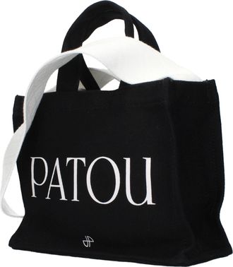 Patou Womens Logo-Print Cotton Tote Black