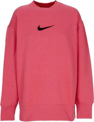 Nike Oversized Crewneck Sweatshirt - Dames - Sportshirts - Roze - L - Katoen - Fitness