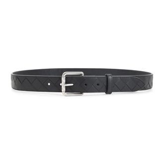 Bottega Veneta Belts, unisex, Black, Size: 90 CM Intrecciato Leather Belt