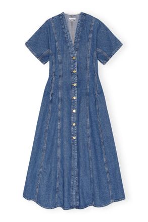 Ganni Blue CIRCULOSE&Acirc; Future Denim Maxi Dress - Size 4 Organic Cotton